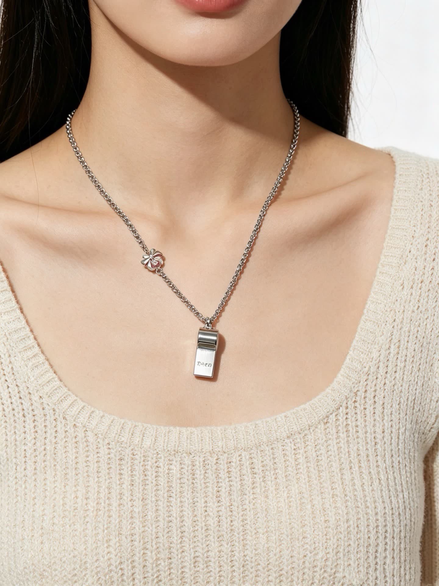Tiffany & Co. Blue Enamel Tag Pendant Necklace